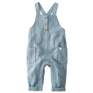 Baby Organic Cotton Gauze Overalls in Blue Creek 12 months
